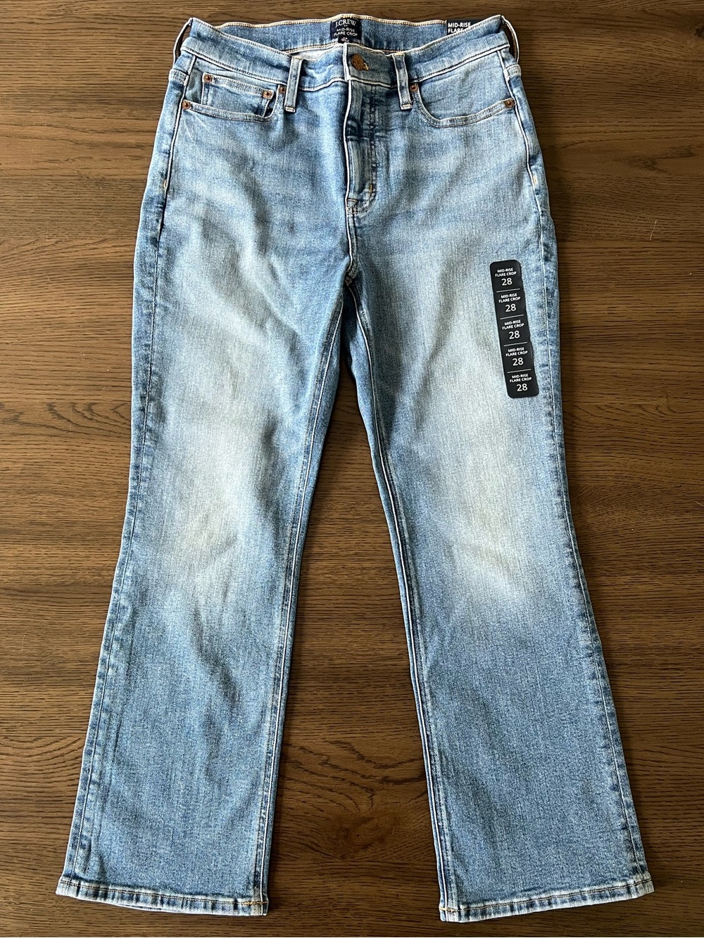 J. Crew Mid Rise Flared Crop Jeans Light Wash Trendy Casual Versatile Denim - Picture 2 of 7